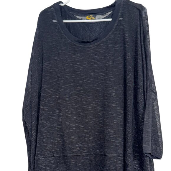 Serena Williams Signature Statement 2X Black Layered Top With Mesh Overlay Women - Picture 1 of 9